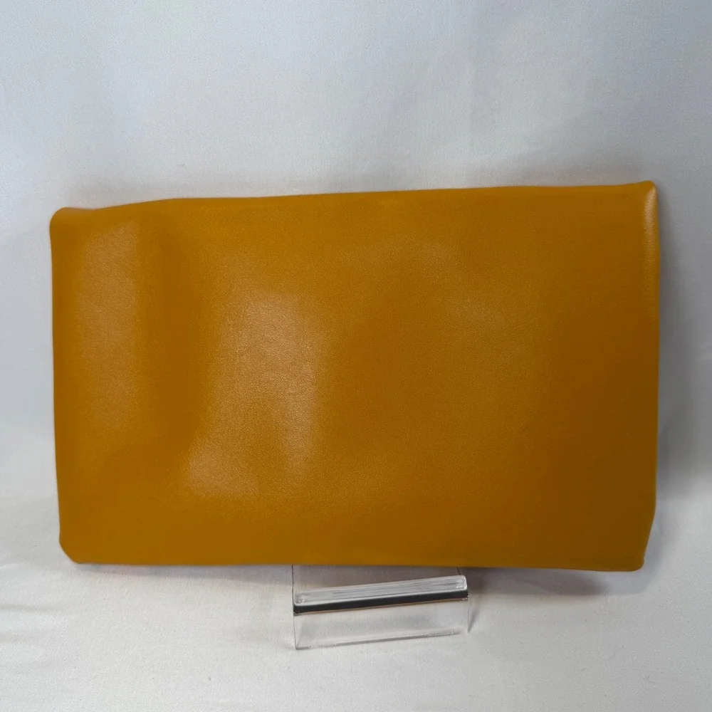 Rachel Pally Foldover Clutch Women OS Mustard Yellow Floral Tassel Faux Leather